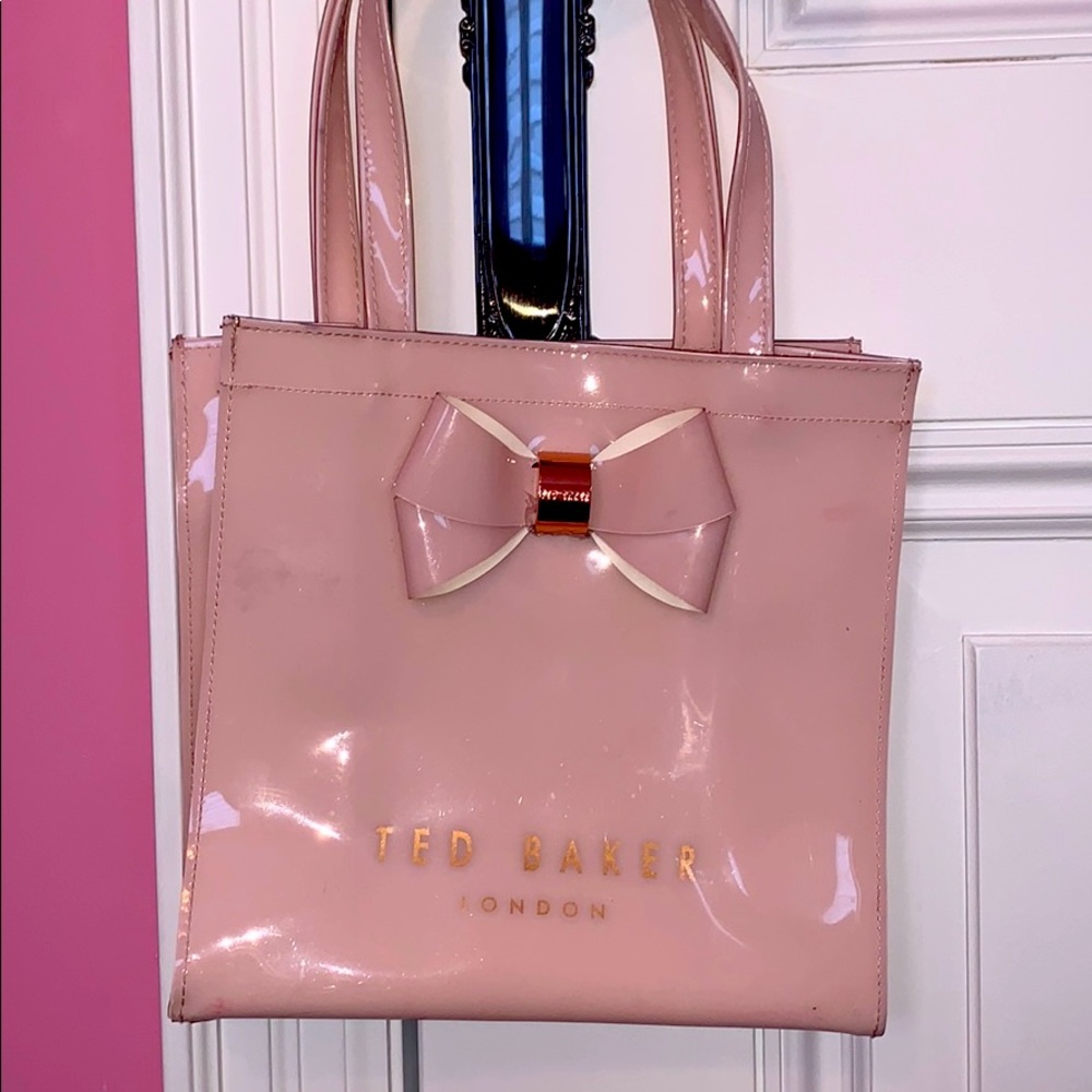 SOLD Ted Baker Pink Shiny Small Bow Shopper Bag - Picture 1 of 9